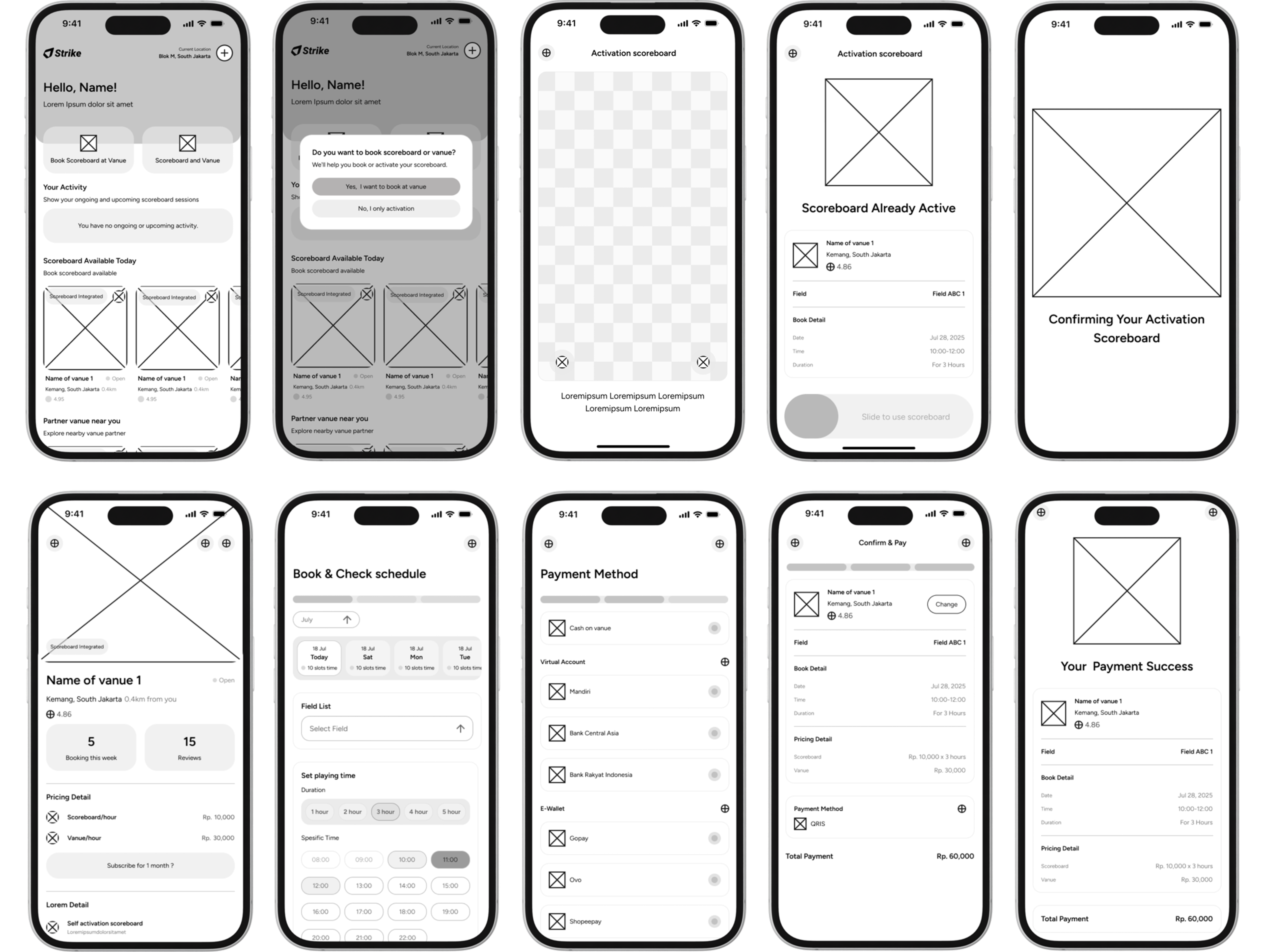 Strike App Wireframes